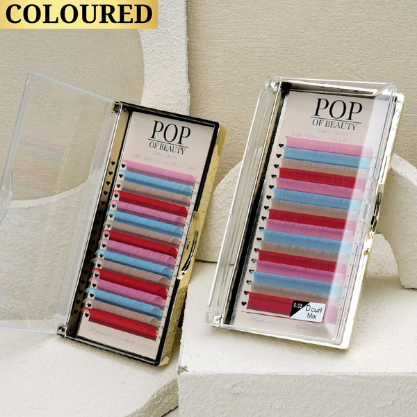 'POP of Colour' Mixed Length Coloured Lashes - 0.05 D Curl