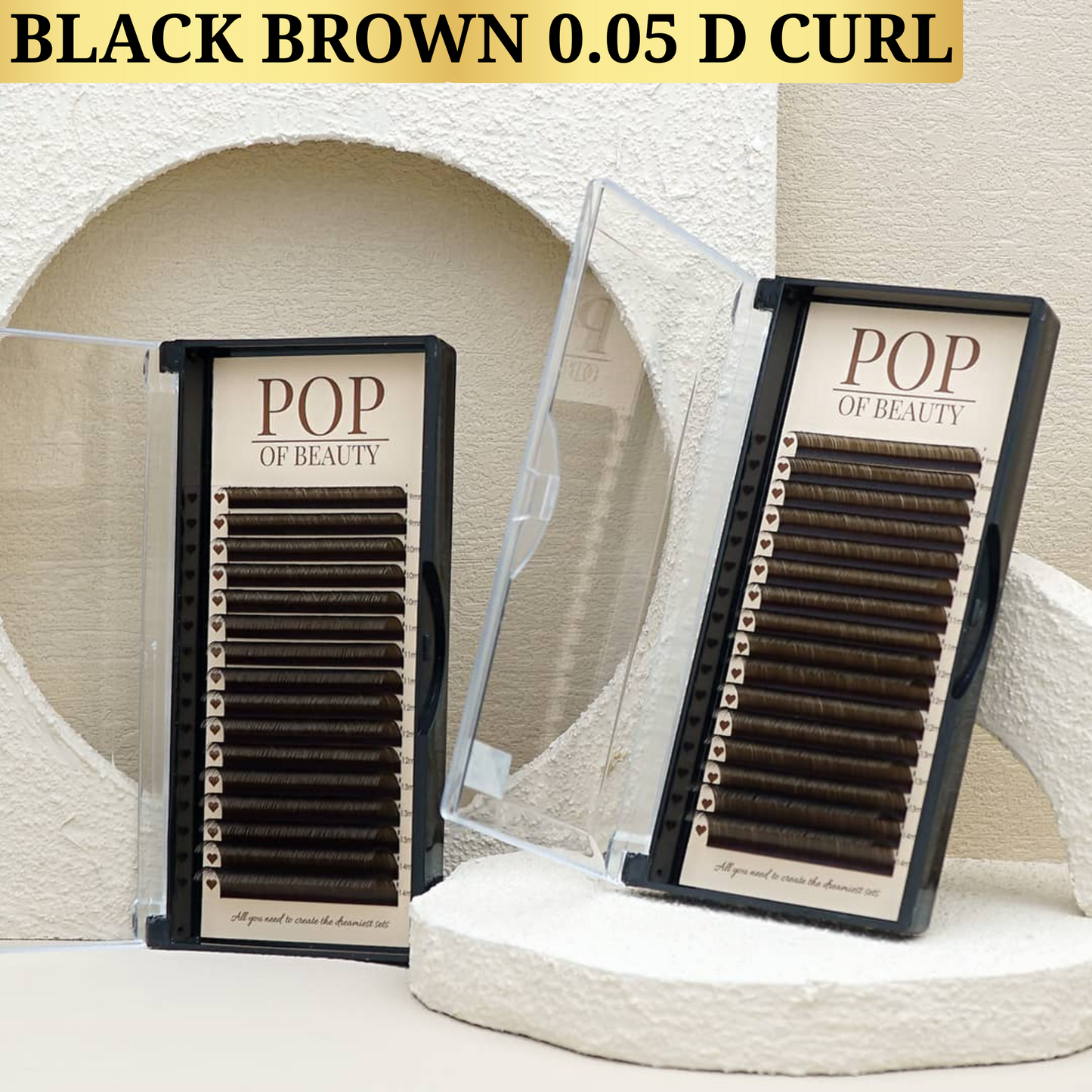 Mixed Length BLACK BROWN Lashes D Curl Trays (0.05)