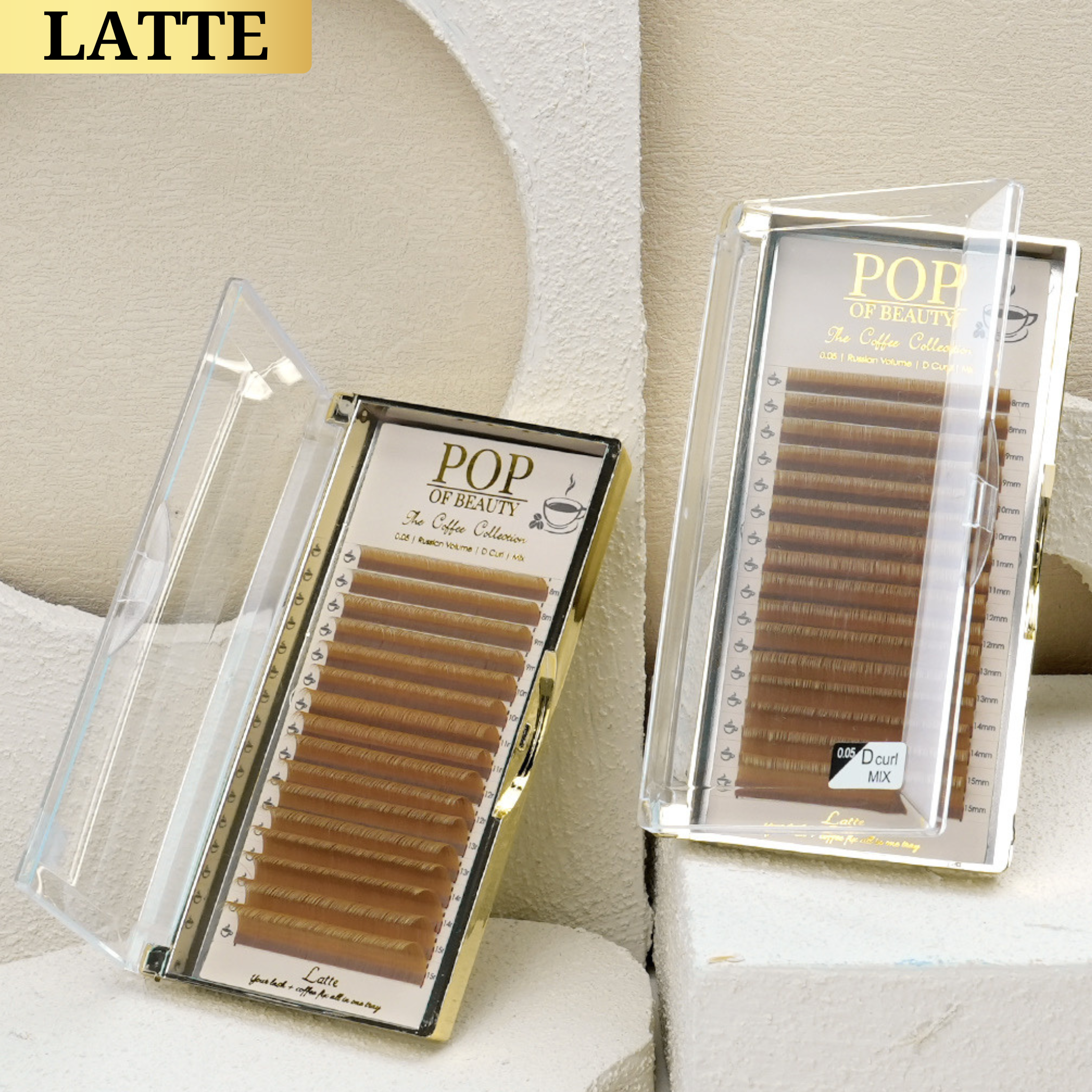 Single Length LATTE Light Brown D Curl Trays (0.05)