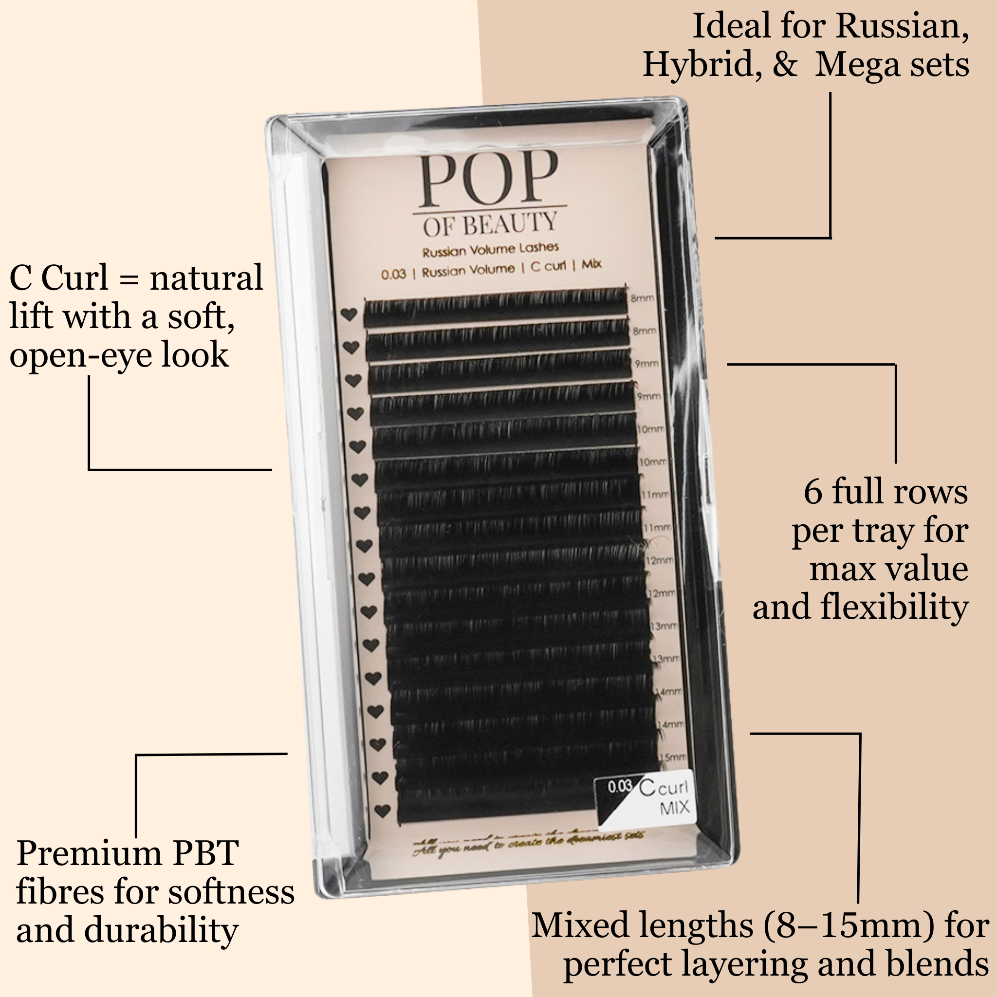 Mixed Length C Curl Russian Trays 0.03