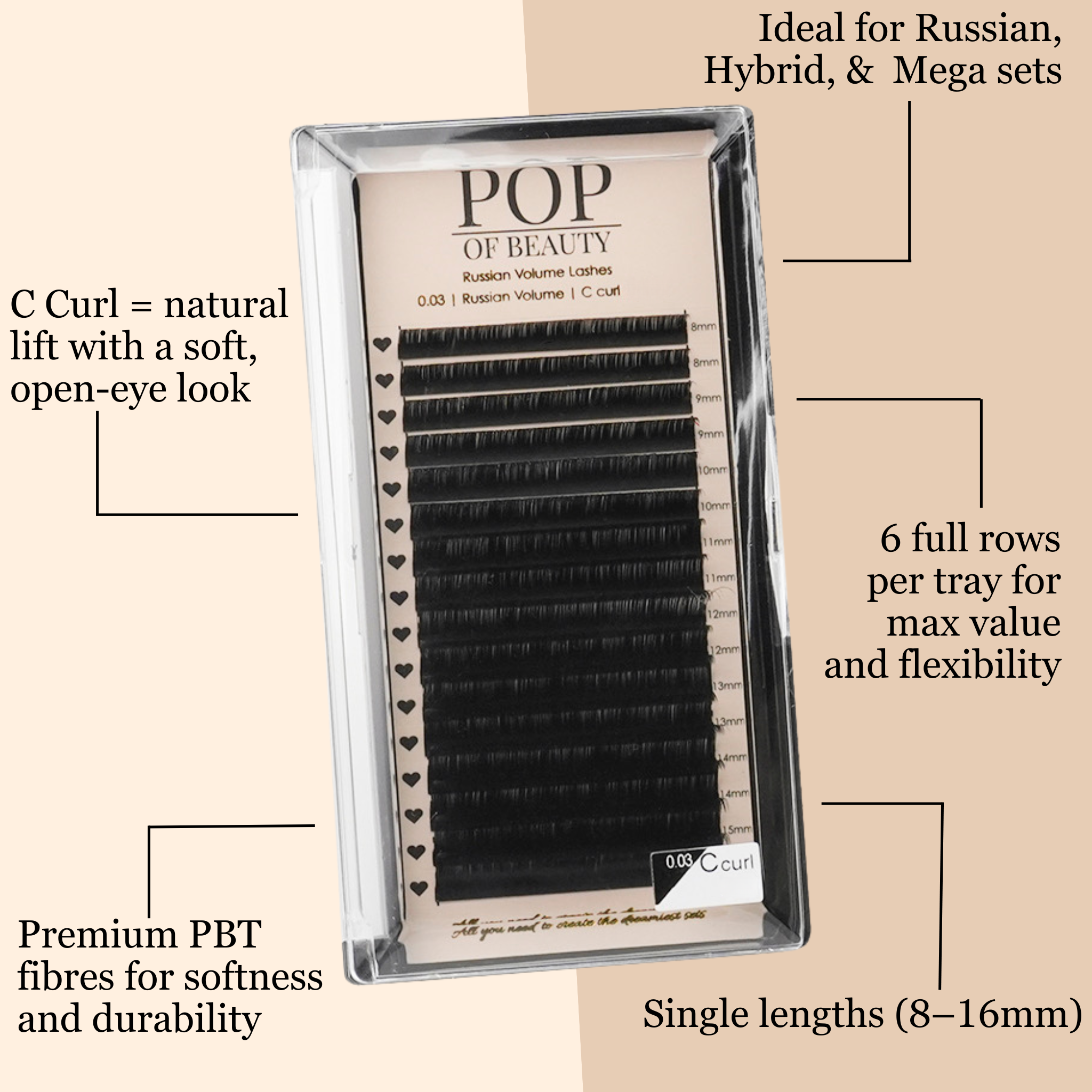 Single Length C Curl Russian Trays 0.03