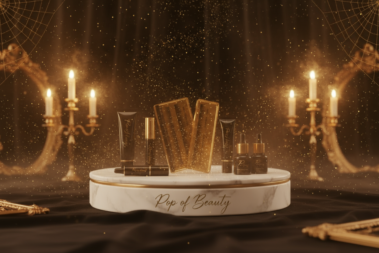 add a faint golden light falloff around the base of the podium to subtly separate it from the background