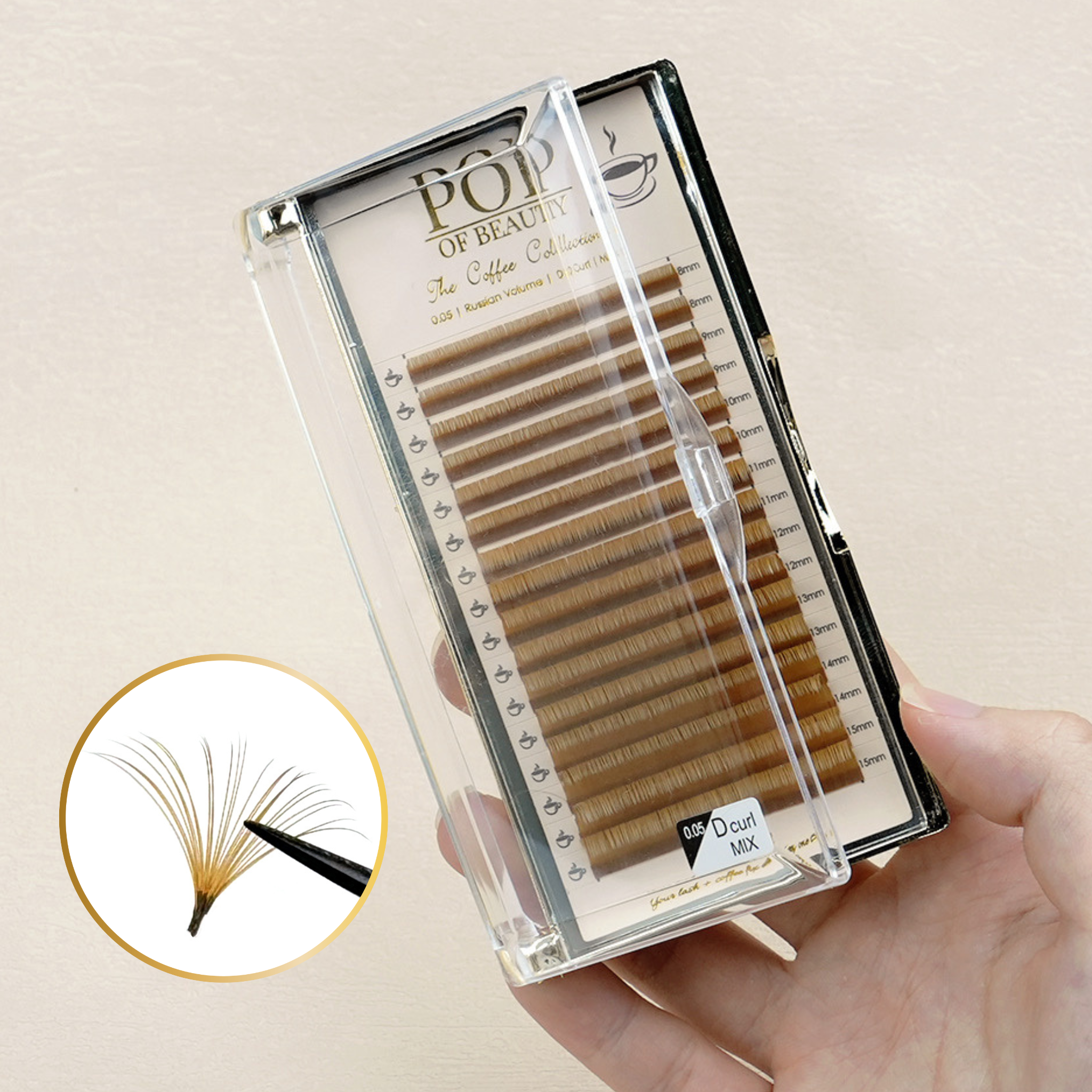 Mixed Length LATTE Light Brown D Curl Trays (0.05)