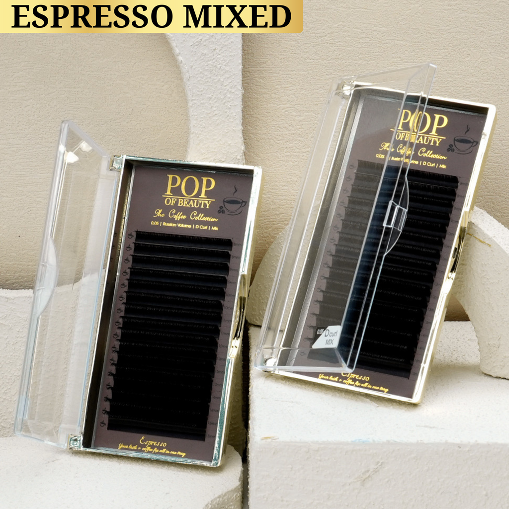 Mixed Length ESPRESSO Black Brown D Curl Trays (0.05)