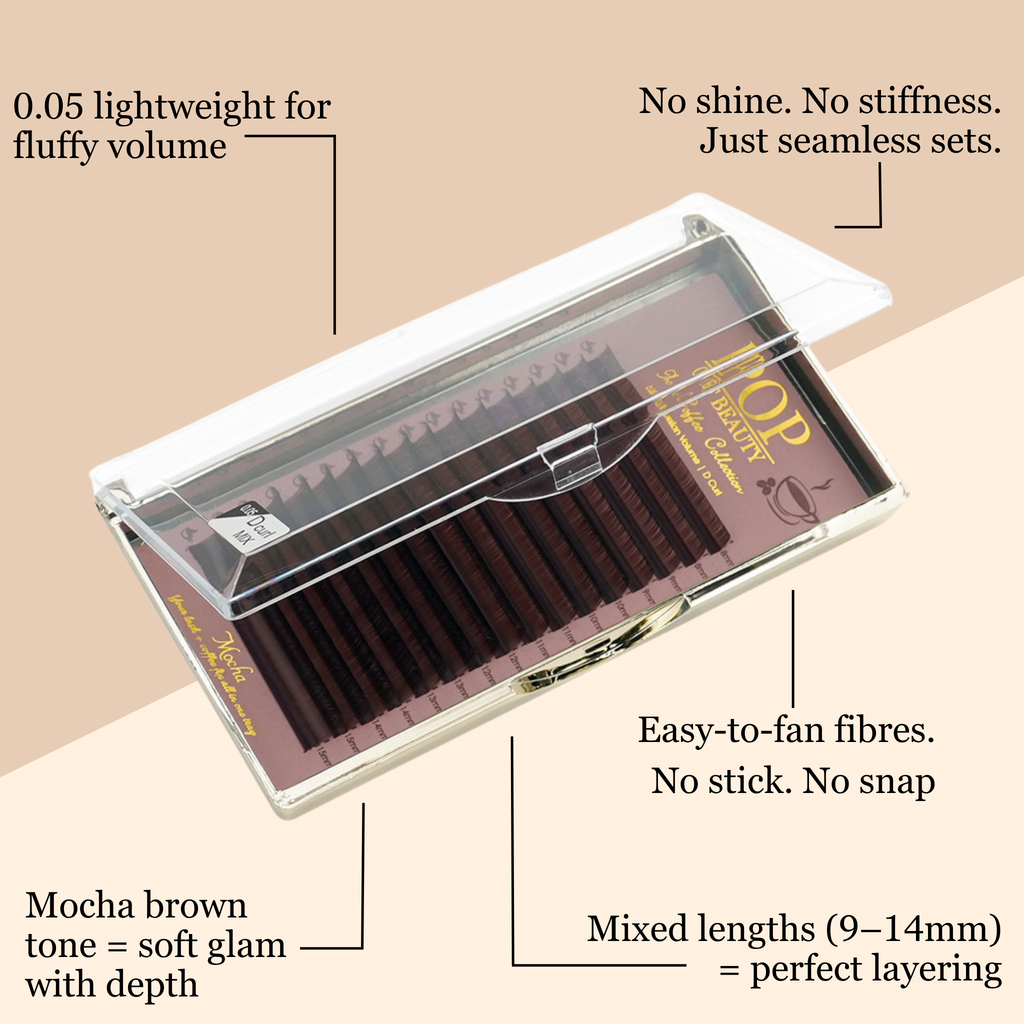 Single Length MOCHA Dark Brown D Curl Trays (0.05)