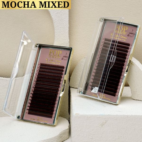 Mixed Length MOCHA Dark Brown D Curl Trays - 0.05
